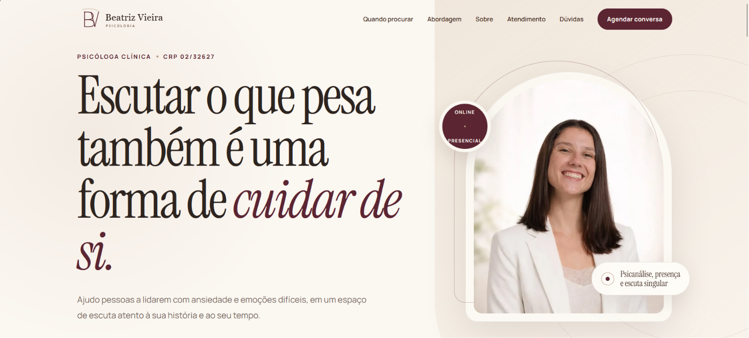 Preview do projeto Beatriz Vieira Psicologia
