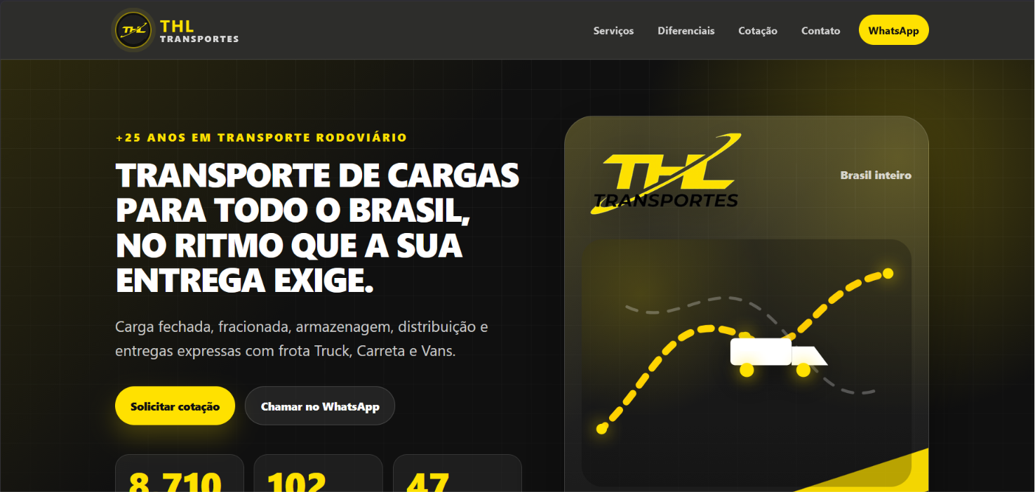 Preview do projeto THL Transportes